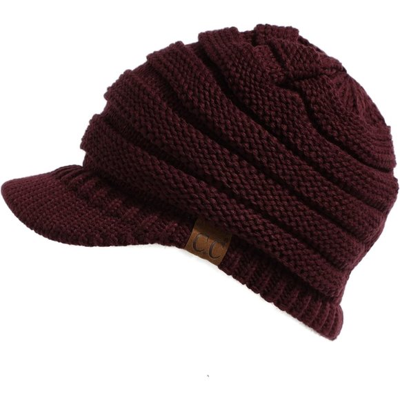 Hatsandscarf Exclusives Women\'s Ribbed Knit Hat with Brim